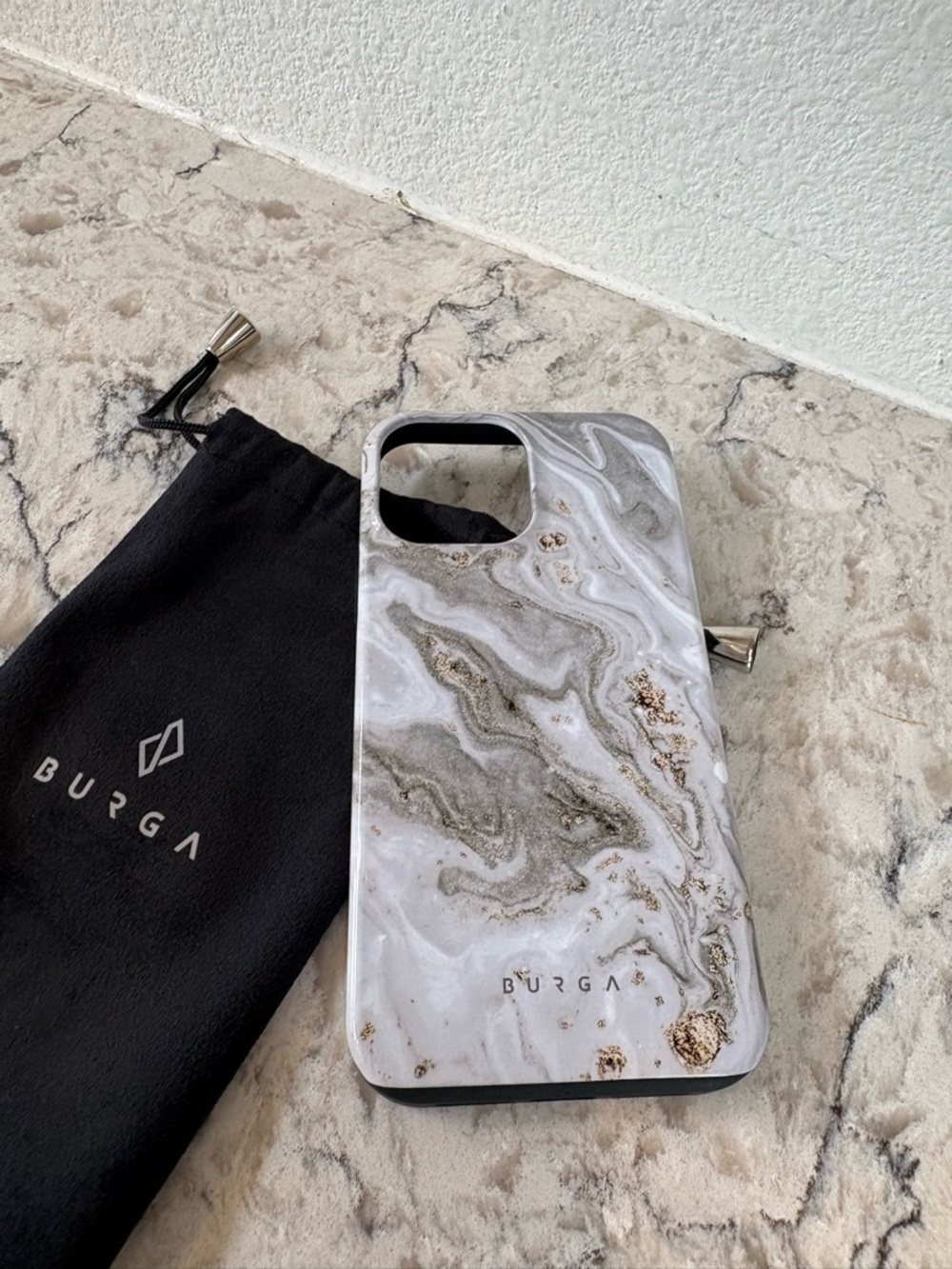 New Burga Marble Gold Accent White Phone Case